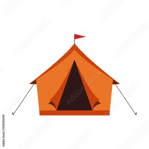 Orange tourist camping tent icon isolated on white background.