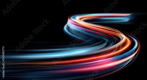 Wallpaper Mural Abstract Light Streaks on Black Background, Symbolizing Speed and Innovation in Technology and Digital Transformation : Generative AI Torontodigital.ca