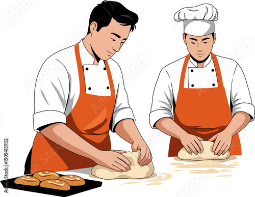 Expert Bakers Kneading Dough Artisan Bread Making Process