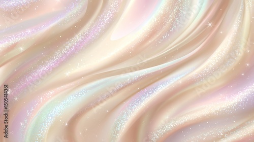 Light Pink and Beige Abstract Waves with Glitter Highlights and Subtle Spiritual Aura