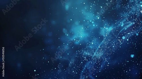 A dreamy blue background with glowing particles and ethereal wisps creating a cosmic atmosphere feel