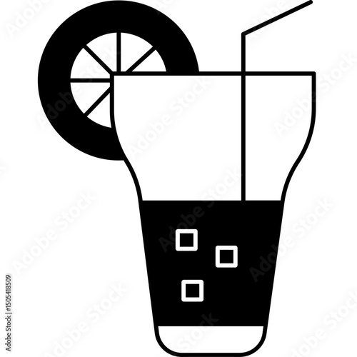 Black Filled Juice Icon – Refreshing Fruit Beverage Vector