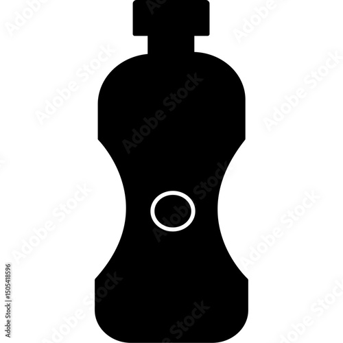 Black Filled Soft Drink Icon – Carbonated Beverage Bottle Vector