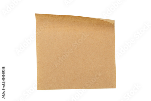 Brown blank paper for sticky notes isolated on a white background