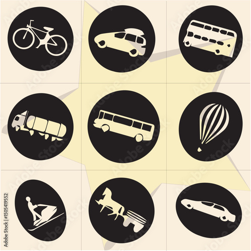 All kind of transportation vector Black and white set-58