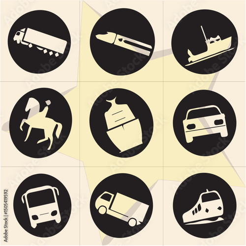 All kind of transportation vector Black and white set-59
