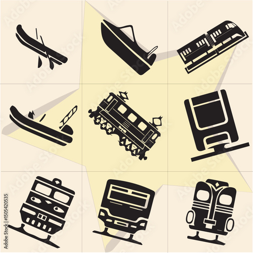All kind of transportation vector Black and white set-81