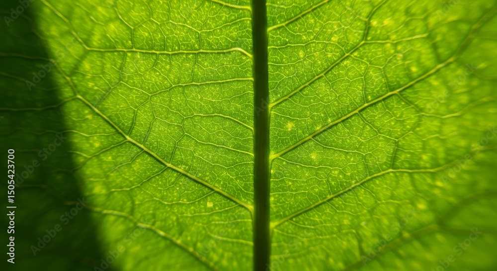Fototapeta premium Leaf Vein Texture – Macro Botanical Surface with Natural Light