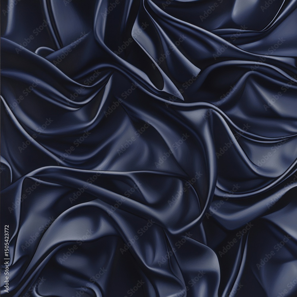 Fototapeta premium Abstract draped dark blue silk fabric texture