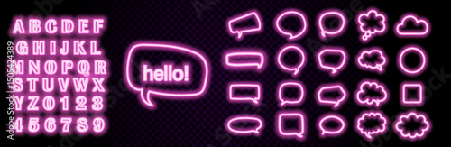 Retro empty neon bubbles and elements set