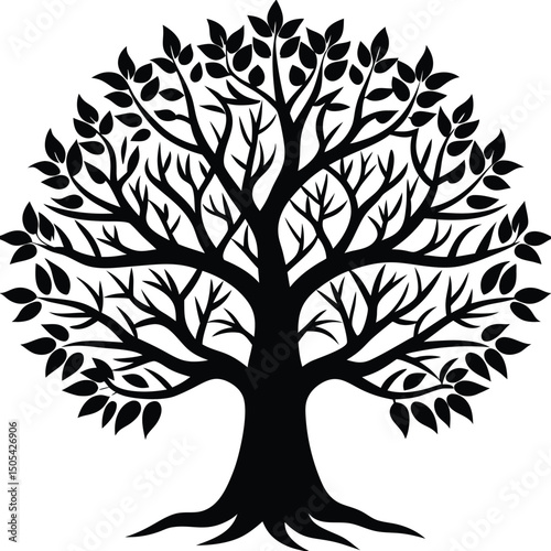 Family Tree Concept with Layered Oak Branches