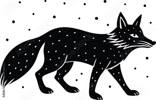 Fox Walking Through Snow