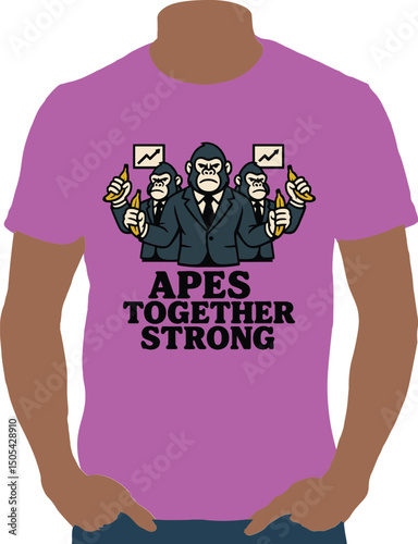 Apes together strong shirt illustration showing a stock market concept with banana holdings