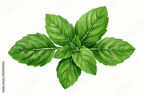 Verdant Basil Wash herb basil isolated watercolor vector illustration svg