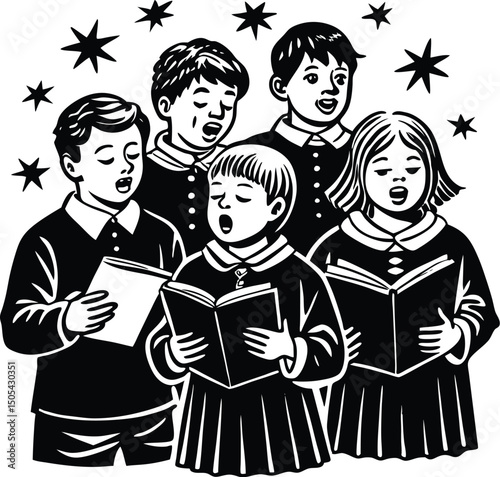 Group of Children Singing Carols
