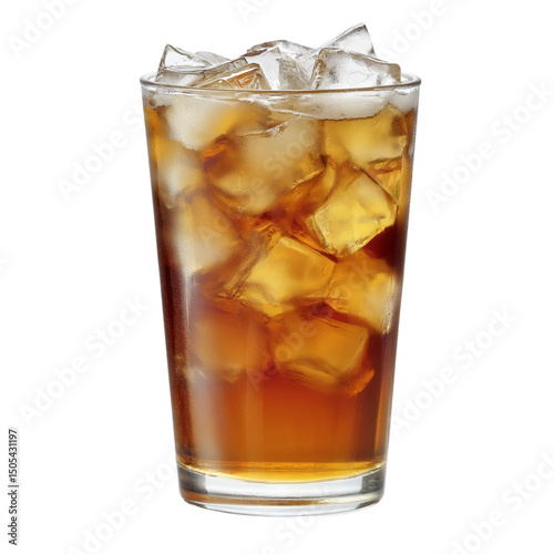 Wallpaper Mural Lemon ice tea with ice cubes isolated on white, ideal for beverage packaging and digital promotions. Torontodigital.ca