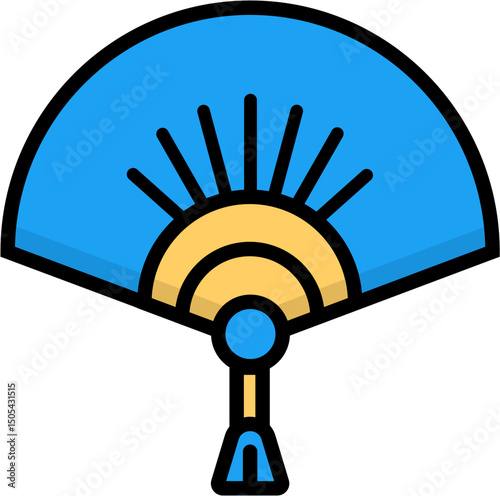 Blue hand fan