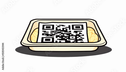 QR code illustration on lunch tray in school setting, modern design