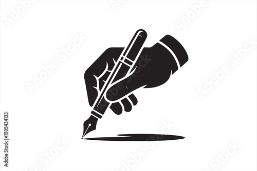 Hand and Pen Icon for Literature, Writing, and Educational Content