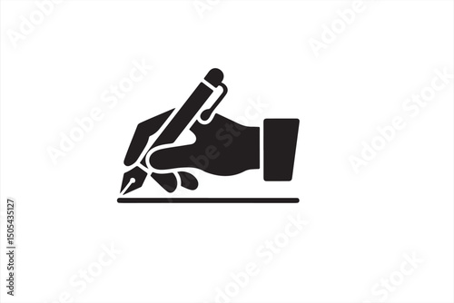 Minimalist Icon of a Hand Holding a Pen for Writing and Creativity