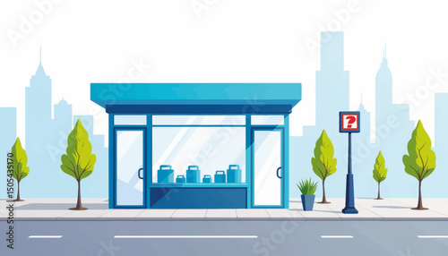 Self-service rental station in urban setting, modern convenience