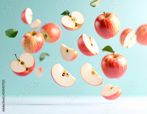 Falling apples in pastel colors