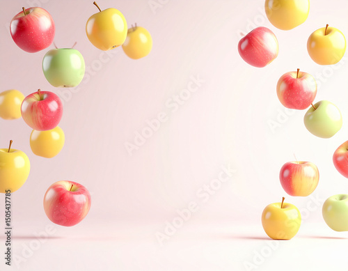 Falling apples in pastel colors