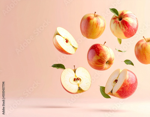 Falling apples in pastel colors