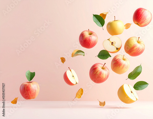 Falling apples in pastel colors