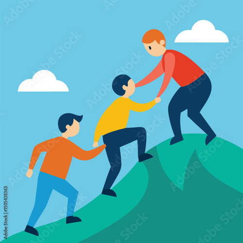 Teamwork and Friendship on a Mountain Hike.