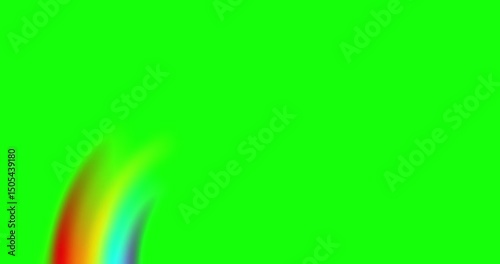 Rainbow regular fat 60 fps on green screen background in perpective view. Soft color gradient animation on greenbox forms slowly sixty frames per second 4k video movie.