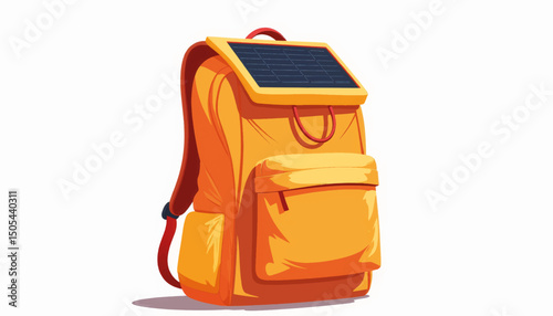 Vibrant solar panel backpack design in ergonomic shape, eco-friendly concept