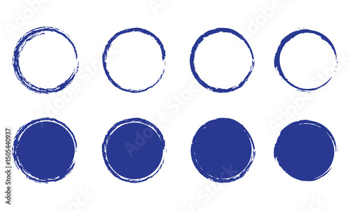 Colorful vector grunge circle collection. brush circle shape sticker. Grunge circle stamp. Round circle ring in brush stroke shape, colorful template for grunge badge. Vector Illustration 