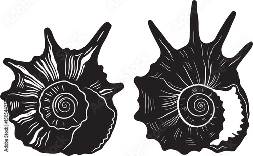 Seashell Icon Silhouette Vector Illustration