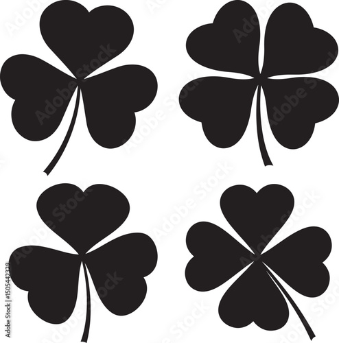Shamrock Clover Leaf Icon Silhouette Vector Illustration