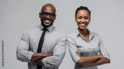Smiling Professional Team in Matching Business Attire