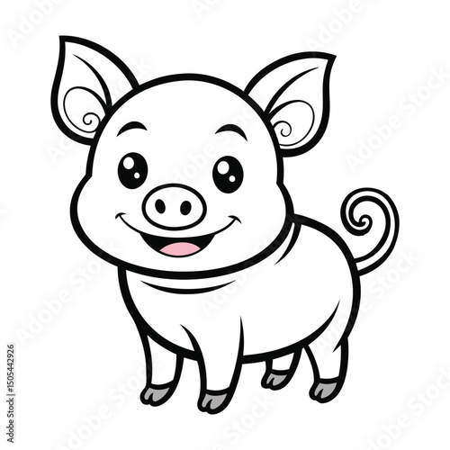 Pink baby piglet cartoon character vector illustration