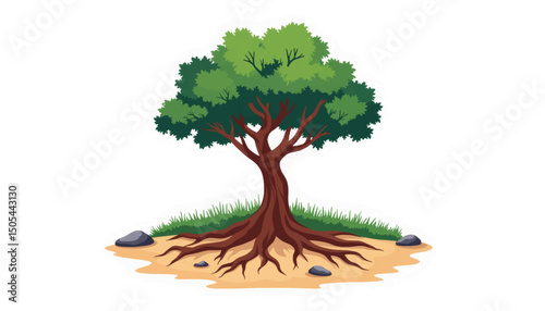 Exposed tree roots illustrating environmental awareness, natural beauty