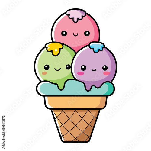 Chocolate ice cream cone, a delicious sweet frozen dessert