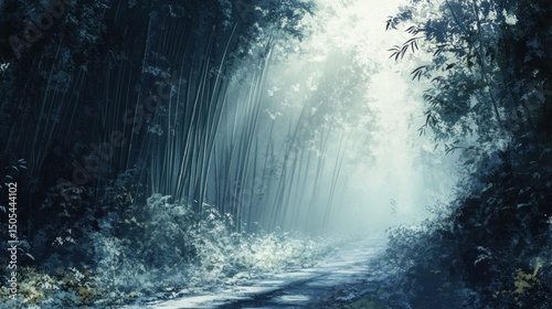 Misty Bamboo Path