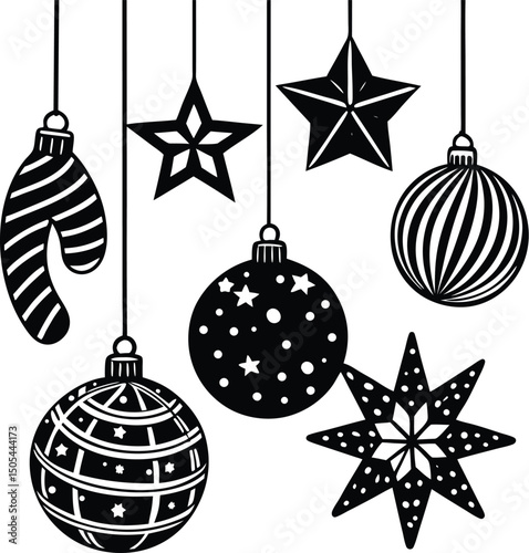 hanging decorations baubles stars candy canes