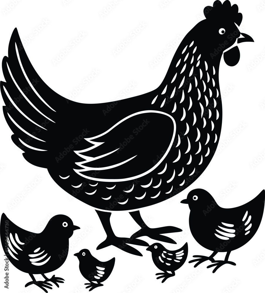 Fototapeta premium hen with chicks