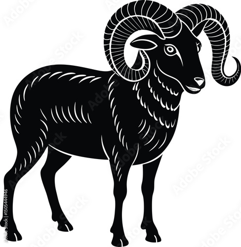 horned ram side view
