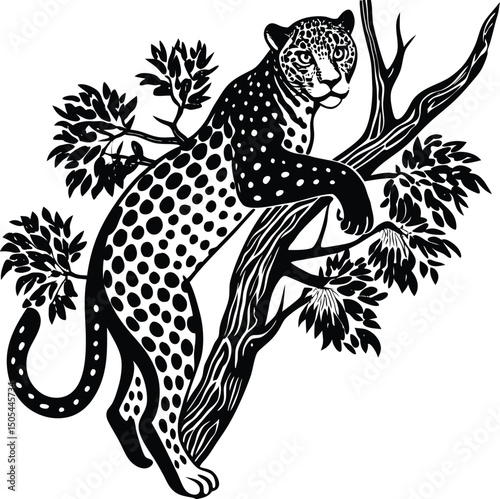 jaguar climbing tree