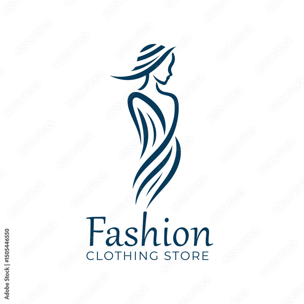 Fototapeta premium Beauty hand drawn clothing store logo boutique