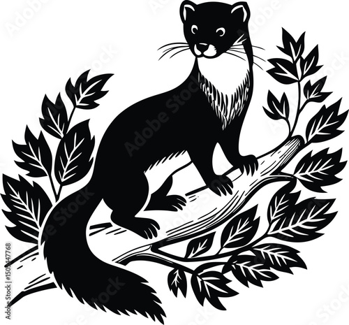 marten on tree branch
