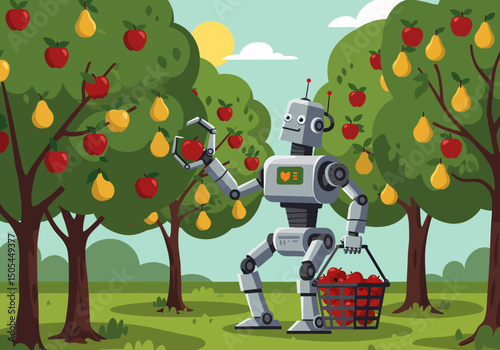 Robot Harvesting Apples in Orchard Farm with Pears