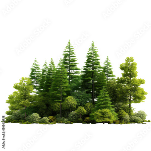 Isolated green forest on black background