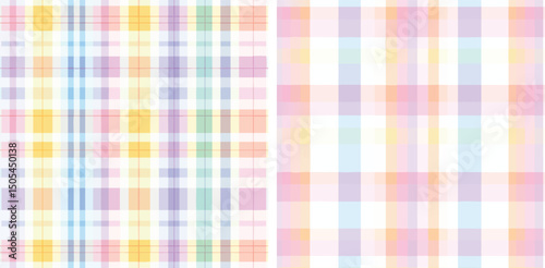 Pastel Plaid Patterns, Seamless Vector Illustration