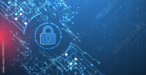 Data security Illustrates cyber data or information privacy idea. Color abstract  technology background.